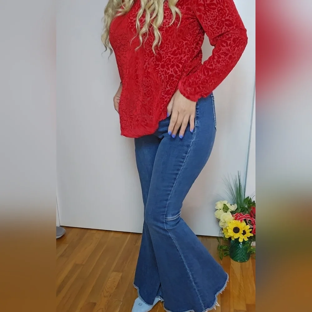 Dark Wash Flare Jeans Size M Stretch Fit
